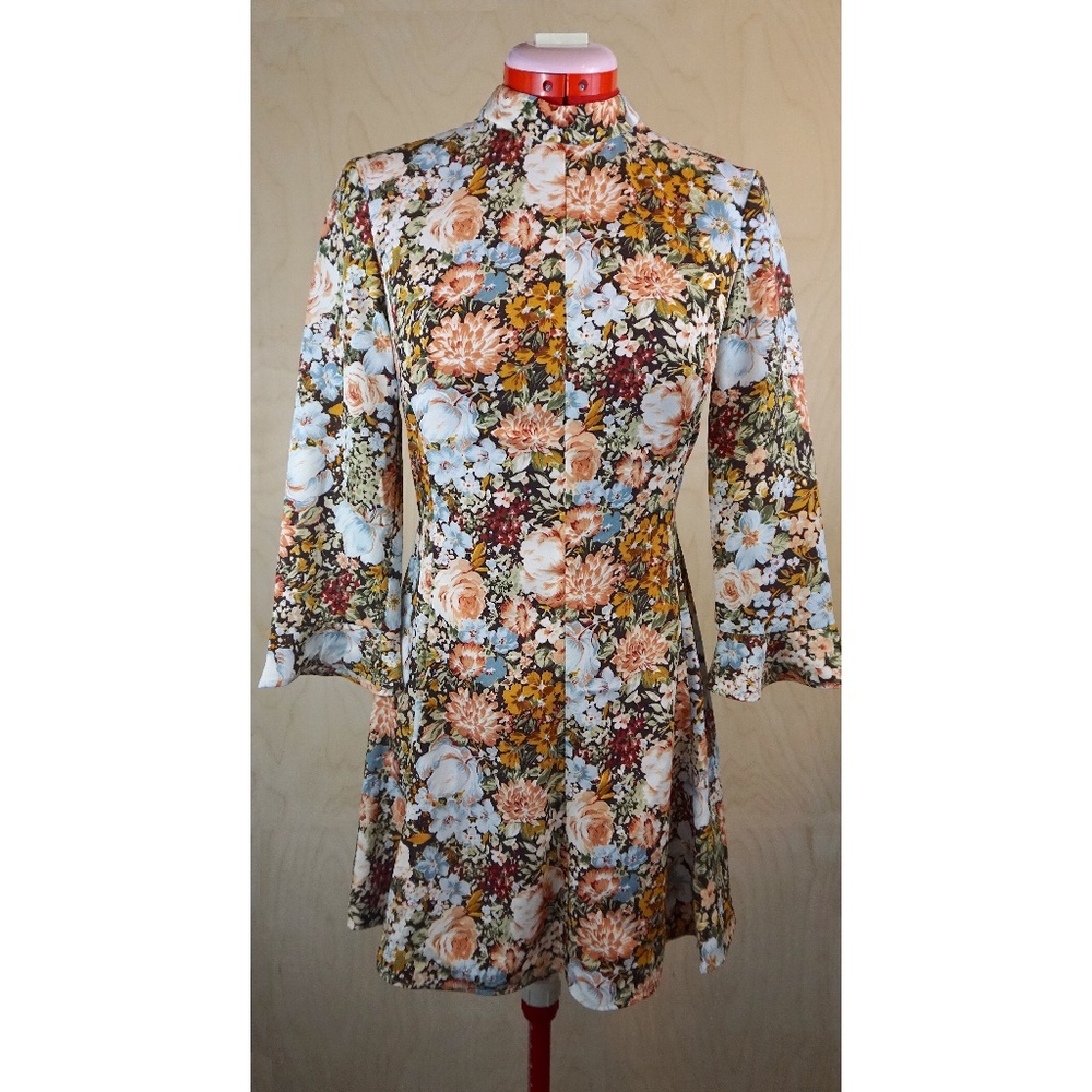 Zara Floral Mock-Neck Mini Dress